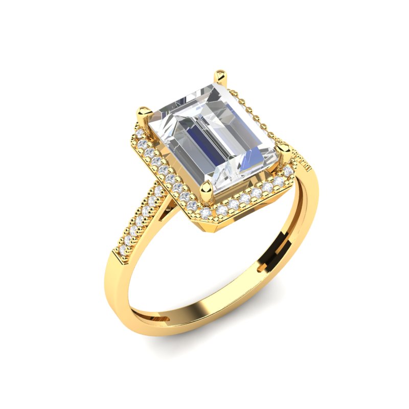 Zlatni prsten sa kockastim cirkonom