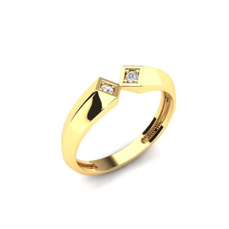 Zlatni prsten sa modernim geometrijskim detaljima