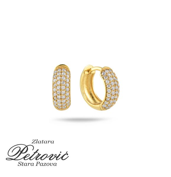 Zlatne minđuše alke sa više redova cirkona