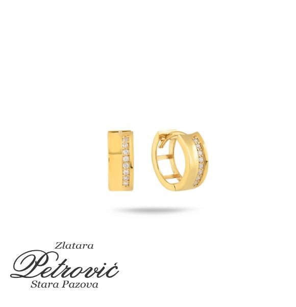 Zlatne minđuše sa cirkonima u jednom redu