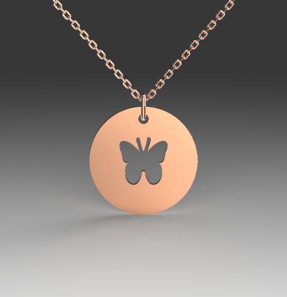 Zlatni lančić sa priveskom leptir napravljen od kvalitetnog roze zlata