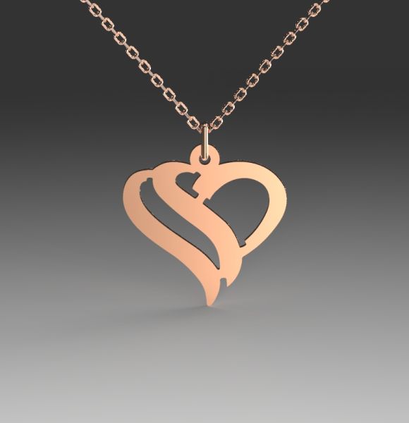 Zlatni lančić sa priveskom ukrašenog srca izrađen od roze zlata