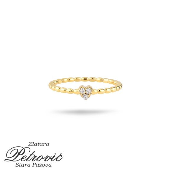 Zlatni prsten sa srcem i cirkonima