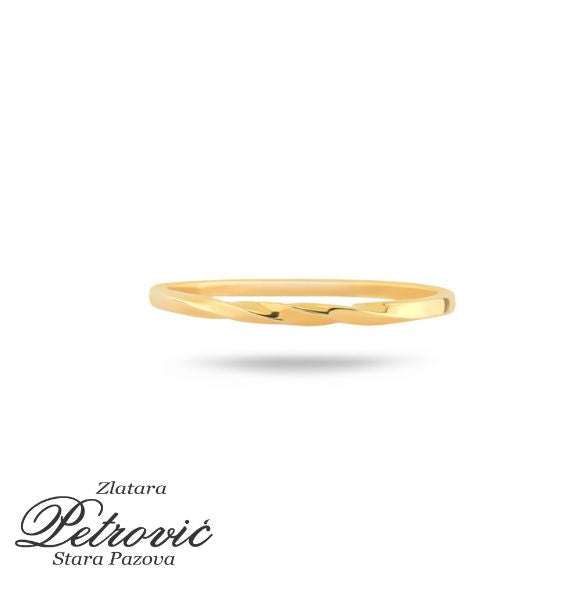 Tanki zlatni prsten sa jednostavnim uvijenim detaljem u centru