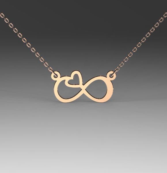 Zlatni lančić od roze zlata sa priveskom beskonačne ljubavi