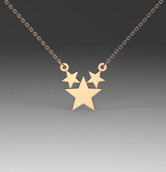 Zlatni lančić od roze zlata sa priveskom 3 spojene zvezdice
