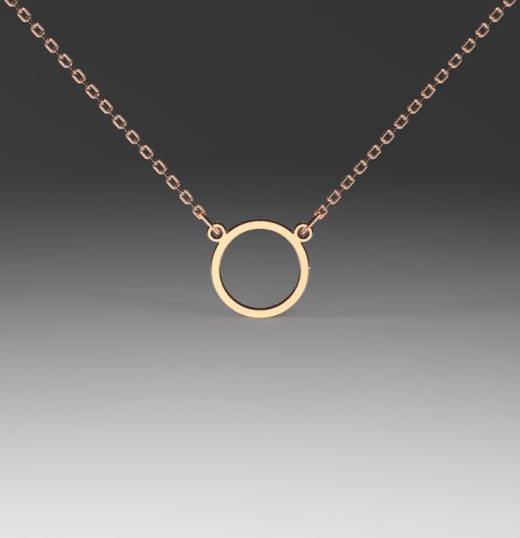 Zlatni lančić sa priveskom u obliku kruga od roze zlata