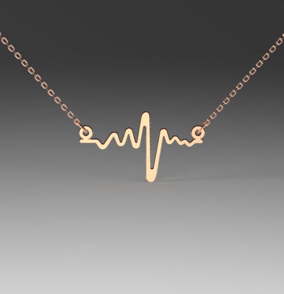 Zlatni privezak od roze zlata sa motivom otkucaja srca