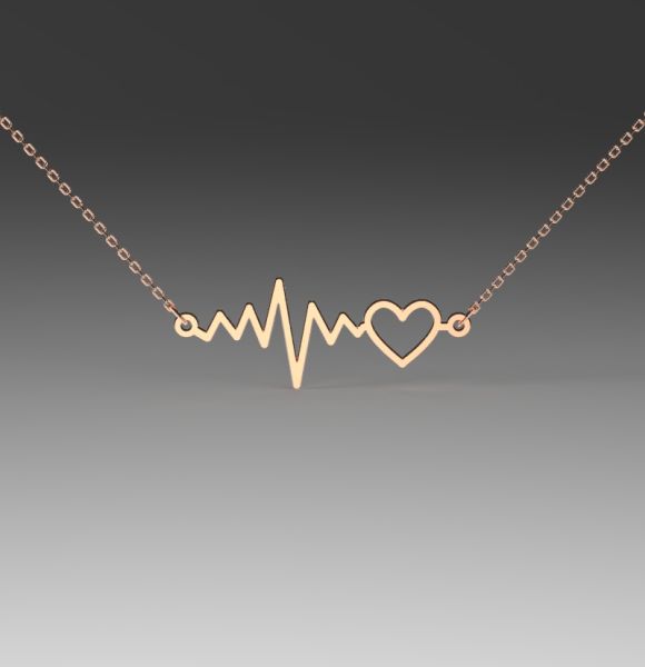 Zlatni lančić od roze zlata sa motivom otkucaji srca