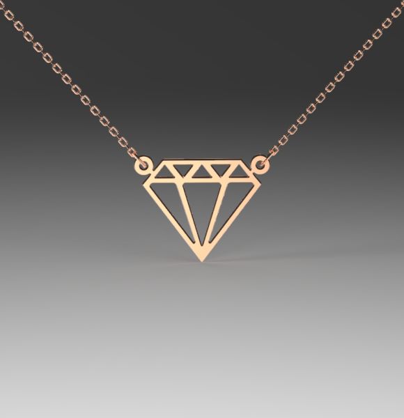 Zlatni lančić od roze zlata sa priveskom u obliku dijamanta