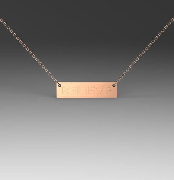 Zlatni lančić od roze zlata sa priveskom Believe