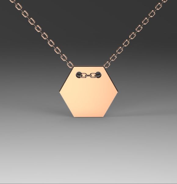 Zlatni lančić sa priveskom šestougla izrađen od roze zlata