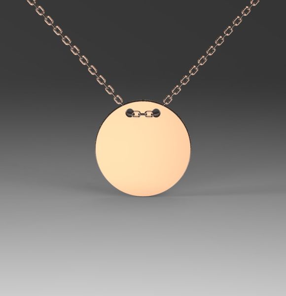 Zlatni lančić sa priveskom u obliku kruga prečnika 15mm izrađen od roze zlata