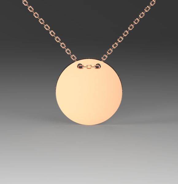 Zlatni lančić sa priveskom u obliku kruga prečnika 17mm izrađen od roze zlata