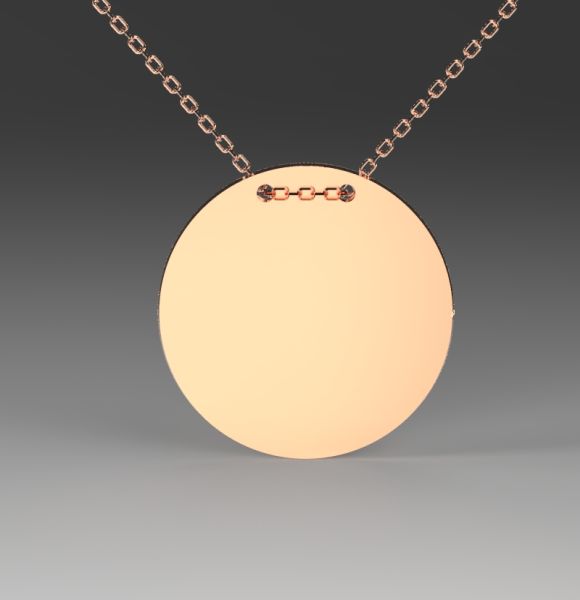 Zlatni lančić sa priveskom u obliku kruga prečnika 20mm od roze zlata