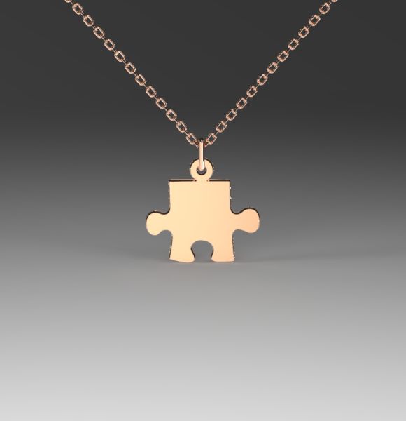 Zlatni lančić sa priveskom slagalica izrađen od roze zlata