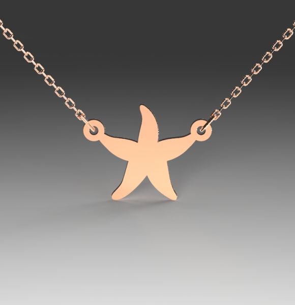 Zlatni lančić sa priveskom od roze zlata u obliku morske zvezde