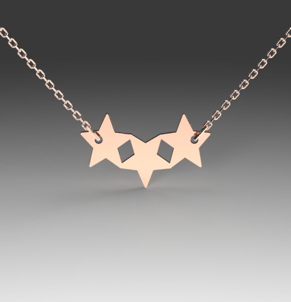 Zlatni lančić sa priveskom tri zvezdice od roze zlata