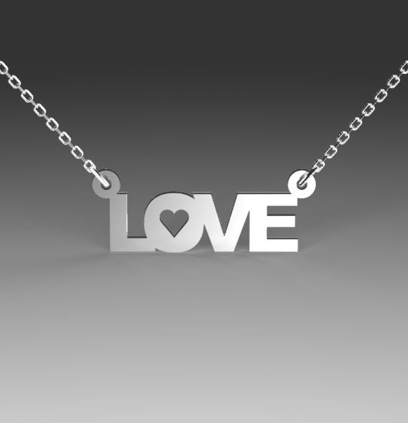 Zlatni lančić sa priveskom LOVE od belog zlata