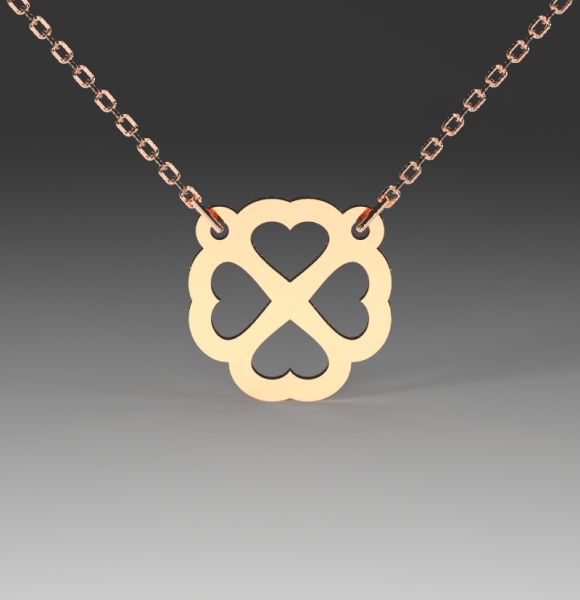 Zlatni lančić sa priveskom detelina od roze zlata