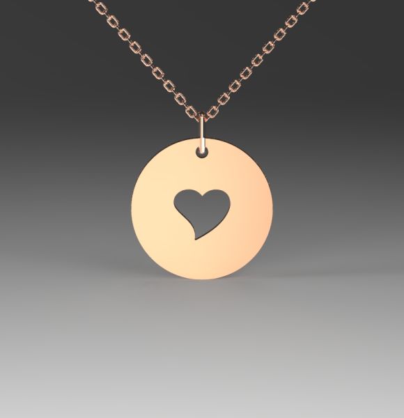 Zlatni lančić sa priveskom srce u krugu od roze zlata