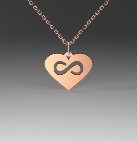 Zlatni lančić sa priveskom - beskonačnost u srcu izrađen od roze zlata