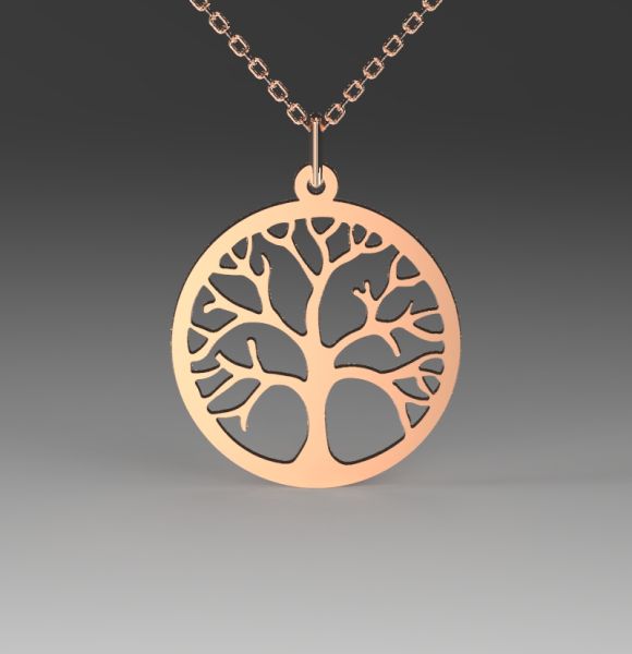 Zlatni lančić sa priveskom drvo života napravljen od roze zlata