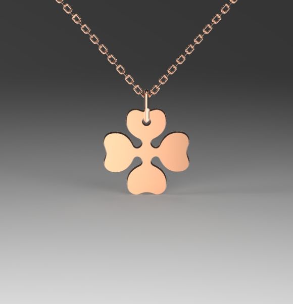 Zlatni lančić sa detelina priveskom izrađen od roze zlata