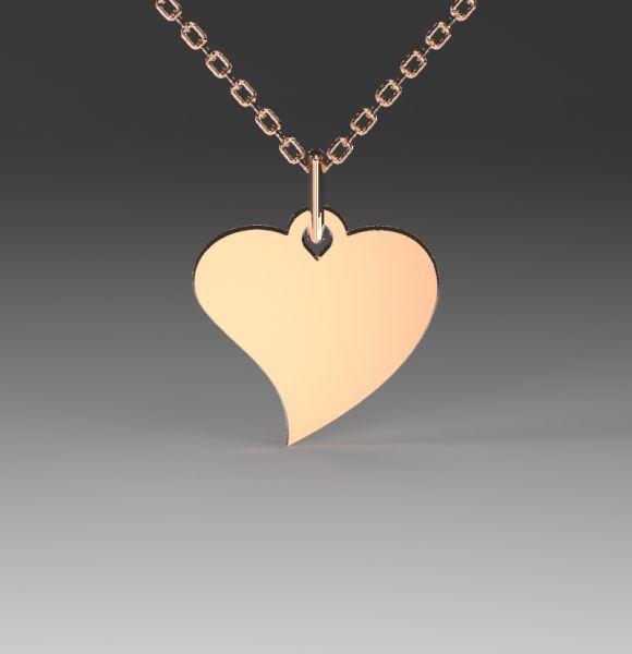 Zlatni lančić sa asimetričnim srcem napravljen od roze zlata