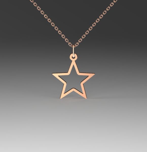 Zlatni lančić sa priveskom u obliku otvorene zvezde od roze zlata