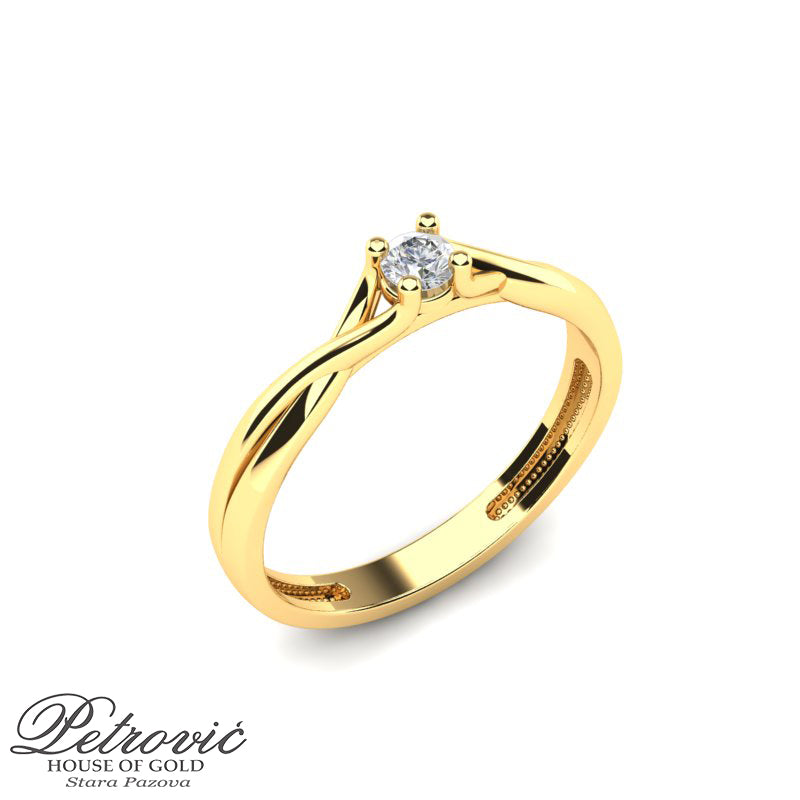 Verenički prsten od žutog zlata klasičnog dizajna sa malim cirkonom na sredini
