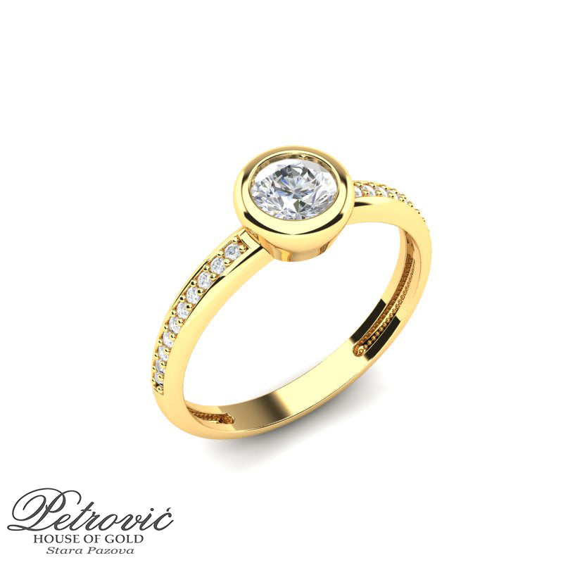 Verenički prsten sa okruglim kamenom bezel stil