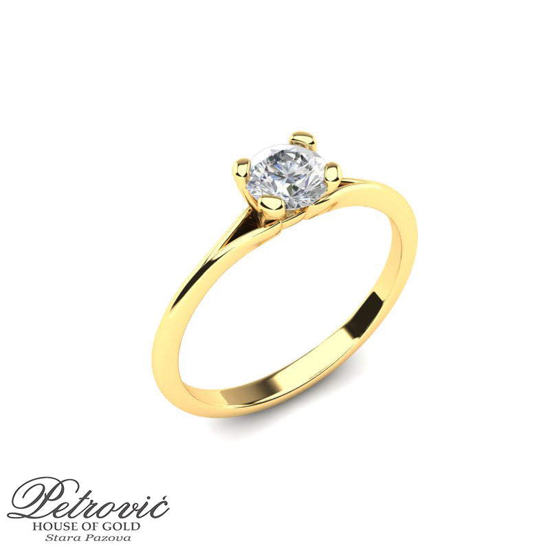 Verenički prsten od žutog zlata čistoće 585 sa kristalom na sredini