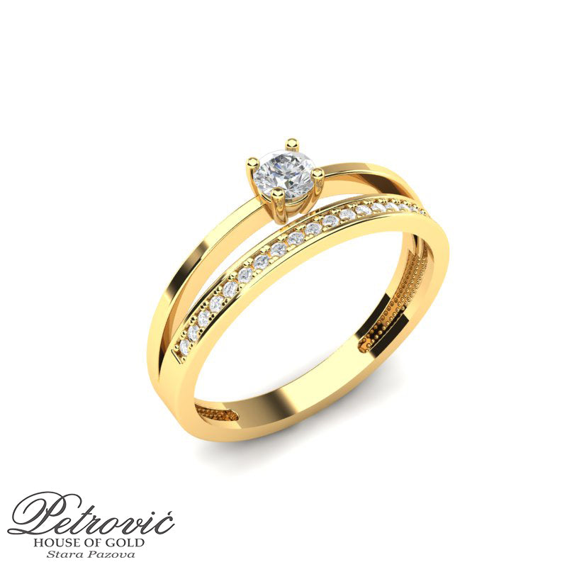 Verenički prsten sa duplim obručom i cirkonom na sredini