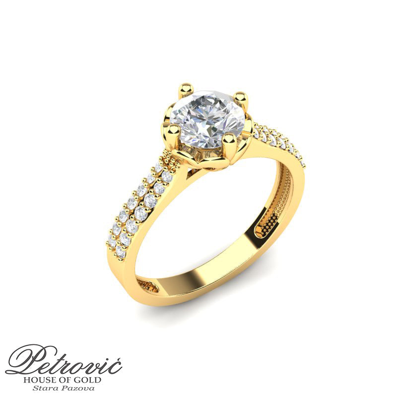 Verenički prsten sa okruglim centralnim kristalom