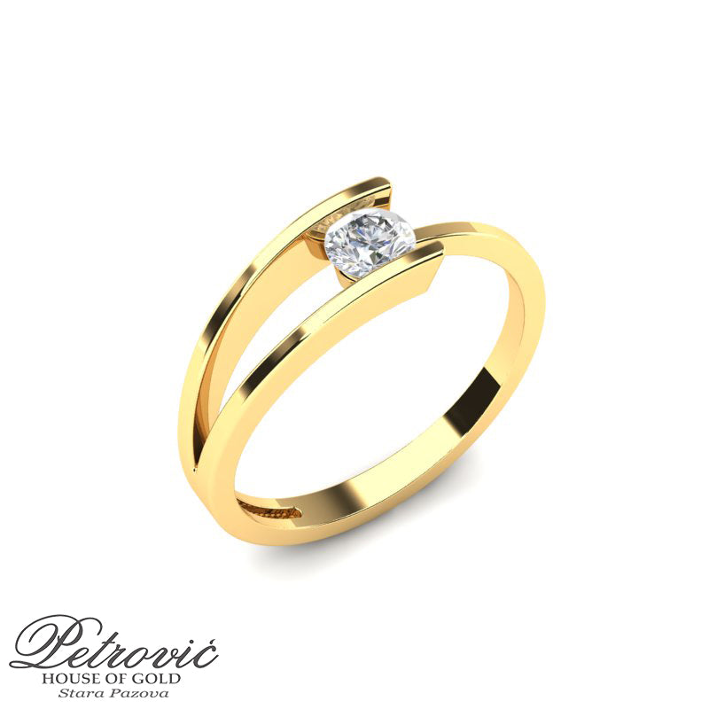Verenički prsten minimalističkog i skromnog dizajna od žutog zlata sa kristalom na vrhu