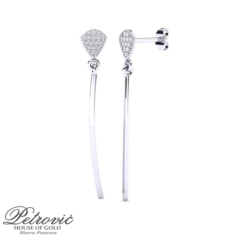 Minđuše od belog zlata na šraf sa elegantnim linijama